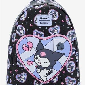 Loungefly Sanrio Kuromi Heart Backpack - Black and Purple